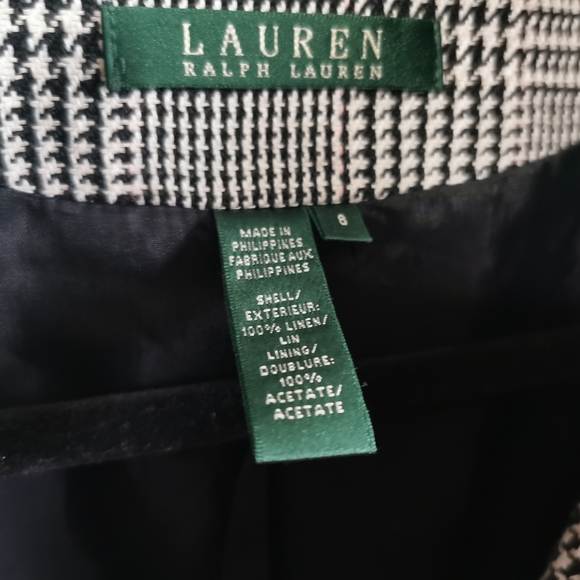 Lauren Ralph Lauren Linen Black, White and Pink Plaid Crop Jacket Size 8 - Picture 6 of 10